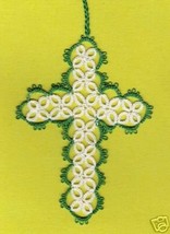 Handmade Tatted Cross Bookmark Beautiful Work - GTC701 - £4.78 GBP