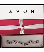 Avon Jeweltone Tennis Bracelet In Gift Box - Red - $10.00