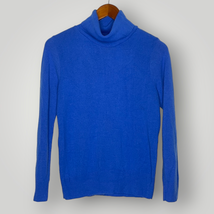 Vintage Blue Wool Lightweight Sweater Pearls Turtleneck Knit Women&#39;s Small - £34.88 GBP