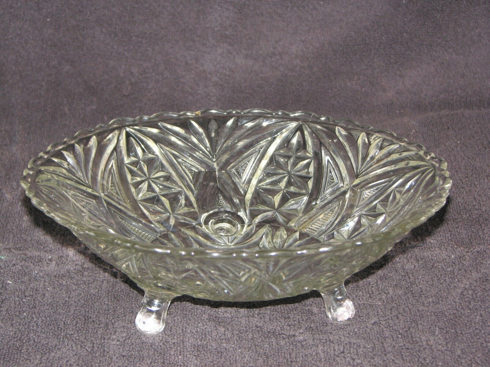 Primary image for Anchor Hocking Medalion clear glass candy dish, 3 footed