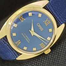 Vintage Oris Winding Swiss Refurbished Mens Wrist Blue Watch 558c-a297222-6 - £15.64 GBP