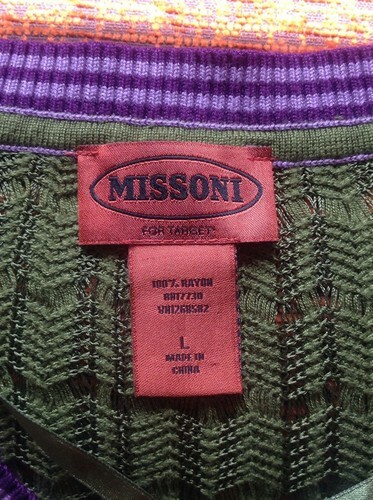 NWOT Missoni for Target Forest Green High Twist 100% Rayon V Neck Sweater SZ L Item image 6