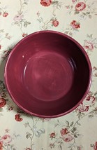 Vintage Pottery Barn Sausalito Merlot Red Hand Painted 10&quot; Serving Bowl Mexico - £27.61 GBP