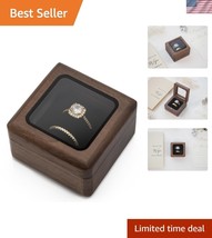 Magnetic Closure Walnut Ring Box with Glass Lid - Ideal for Engagement R... - $43.50