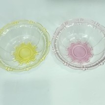 Pink Yellow Set of 2 Depression Glass Fruit Candy Bowls 5&quot; Antique - £23.73 GBP
