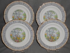 Set (4) Royal Albert Silver Birch Pattern Salad Plates Made In England - £62.56 GBP