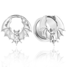 Casvort 2PCS Halloween Bat Ear Tunnels Plugs Piercing Gauges for Women Men 316 S - £15.13 GBP