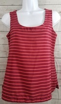 Ann Taylor LOFT Petites Blouse Shirt Size XXSP Cute Striped Crop Top Red... - $15.98
