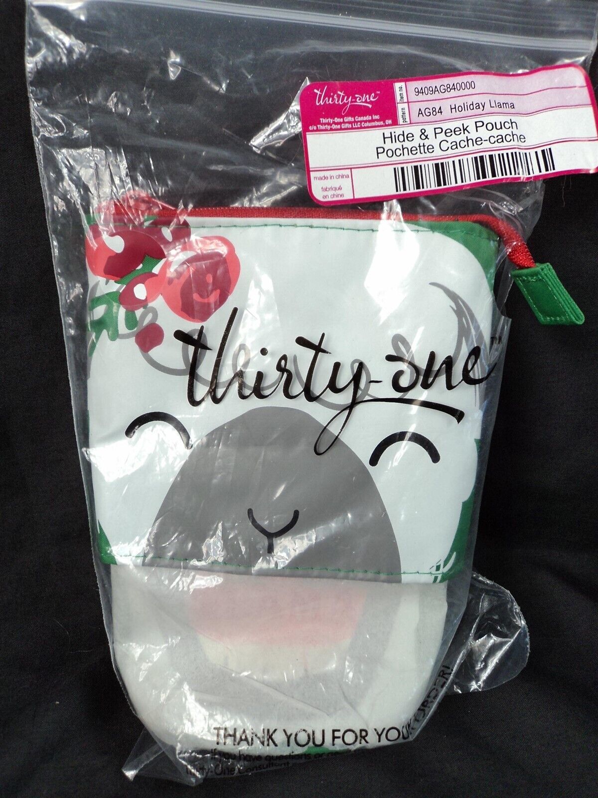 Thirty-One Hide &amp; Peek Zippered Llama Pouch - Pencil Bag - New - $6.89