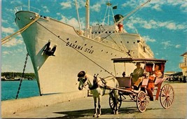 Vintage Bahama Star Postcard Cruise Ship &amp; Horse Carriage Scene - $14.52