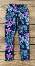 Evolution &amp; Creation Women’s Yoga/athletic Leggings Size S Black Pink Floral B7 - £15.74 GBP