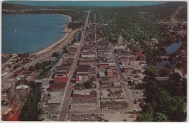 Traverse City Michigan Downtown Aerial View Vintage Postcard A2 - $4.95