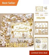 Complete White &amp; Gold Engagement Decorations - MR &amp; MRS Balloons Included - $16.78