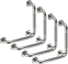 Angled Grab Bar 12X12 Inch, Yuande Brushed Nickel L-Shaped Shower Grab, 4 Pack - £61.23 GBP