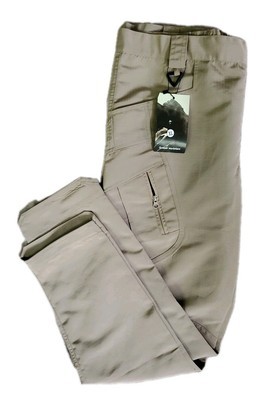 Outdoor Pants Men 36 Brown Polyester Cotton Blend Lots Pockets Hiking Ta... - $15.31