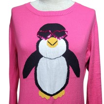 Pink Penguin Sweater with Sequin Hearts Size XL  - £19.33 GBP
