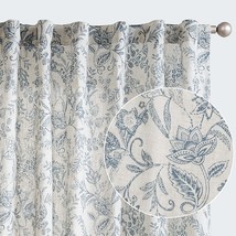 Jinchan Floral Curtains Linen Curtains For Living Room Blue Farmhouse Curtains - £44.22 GBP