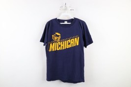 Vintage 70s Mens Medium Distressed Spell Out University of Michigan T-Shirt USA - £54.17 GBP