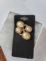 Estate Find Rare Vintage Look Rhinestone Pearl Earrings - £11.20 GBP