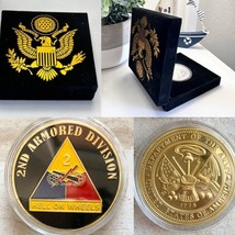 Us Army 2nd Armored Division Hell On Wheels Challenge Coin With Velvet Case - £16.42 GBP