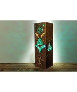 Norse Mythology Lamp | Odin's Thorn Ravens Yggdrasil Tree Vegvisir Symbol Runes - $39.80