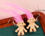 Creative Colorful Hair Doll Shaped Dangle Hook Earrings - New - Pink Troll - £11.71 GBP