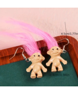 Creative Colorful Hair Doll Shaped Dangle Hook Earrings - New - Pink Troll - $14.99