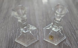 Princess House 854 24% Lead Crystal Candlestick holders 2 pc 6.5&quot; tall - $20.00