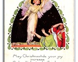 Christmas Greetings Angel Wise Men Art Deco Whitney Made Embossed DB Pos... - $5.89