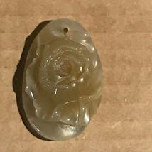 Finely Carved Pale Yellow Dimensional Cabbage Rose Flower Stone Pendant or Other - £26.35 GBP
