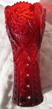 Westmoreland 9&quot; Ruby Buzz Star Pattern Vase -Scarce -exz - £18.88 GBP