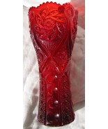 Westmoreland 9" Ruby Buzz Star Pattern Vase -Scarce -exz - £19.11 GBP