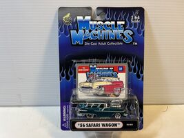 1956 Pontiac Safari Wagon Muscle Machine Diecast Model Car 1/64 Scale By... - $11.88