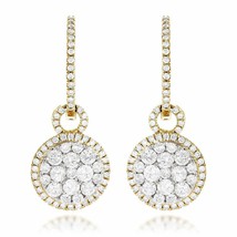 2.00 Ct Round Diamond Beautiful 14K Yellow Gold Over Drop and Dangle Earrings - £66.05 GBP