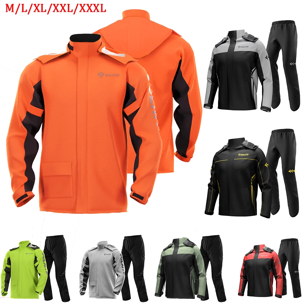 SULAITE Men Motorcycle Raincoat Suit Outdoor Waterproof Rainwear Shoes Cover - £49.79 GBP+