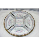 Vintage International Brass 15&quot; Orderve Tray w 5 Porcelain Insert Bowls ... - €35,81 EUR