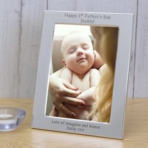 Personalised Fathers Day Happy 1st Father&#39;s Day Daddy! Silver Plated Photo Frame - £12.54 GBP