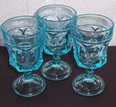 (3) Fostoria Turquoise Ice Blue Depression  Water Glasses - £46.93 GBP