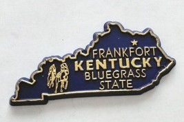 Kentucky die cut rubber fridge magnet gold blue Frankfort Bluegrass State - $9.21