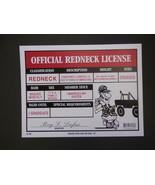 Official Redneck License Humorous Funny Home Man Cave 9&quot;x12&quot; FAST FREE S... - £3.91 GBP