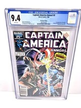 Captain America Annual #8 CGC 9.4 Newsstand Wolverine Battle Marvel Comics 1986 - £140.17 GBP