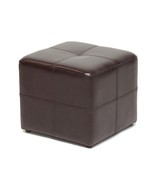 Cube Square Storage Ottoman Dark Espresso Brown Bonded Leather Foot Stool - $91.34 CAD