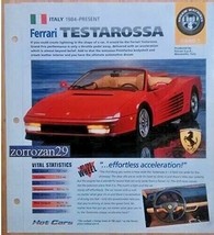1984-PRESENT Ferrari Testarossa &quot;Dream Machines&quot; Imp Card Brochure -US-EXCELLENT - £9.58 GBP