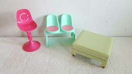 Ponytail Barbie Doll Furniture Bar Stool Pink High Chair Green Lounge Ch... - $14.99