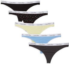 Calvin Klein Women&#39;s Carousel Logo Cotton Thong 5 Pack XLarge Panty Womens - $38.79