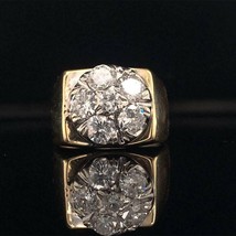 Diamond Ring Unisex 14 KT Yellow &amp; White Gold 1.10 CT Certified $5,950 018203 - $1,930.50