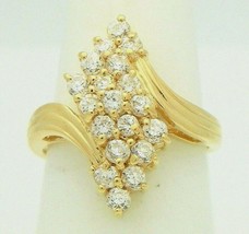 Cubic Zirconia Cluster Ring REAL Solid 14K Yellow Gold 5.7 g Size 6.75 - £517.46 GBP