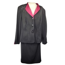 Black and Purple Sequin Accent Jacket and Skirt Set Size 16 - £35.04 GBP