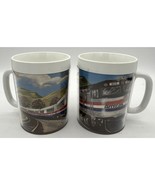 2pcs Vtg Thermo-Serv 12oz Plastic Travel Mugs AMTRAK Train Winding Throu... - $32.30
