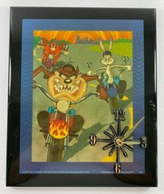 Vintage Looney Tunes Bugs Taz Yosemite Sam Motorcycle Riding Foil Wall Clock - £47.32 GBP